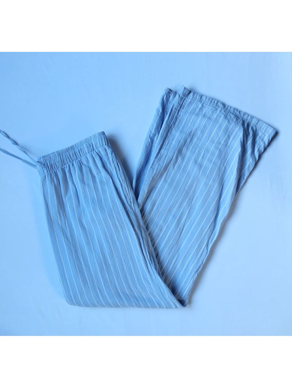 American Eagle Blue & White Striped Wide Leg Lounge Pants Size Small